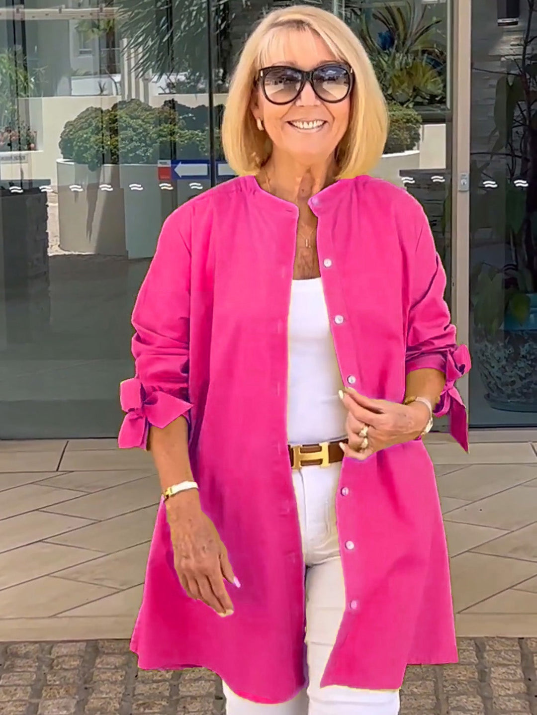 Mia™ - Long Buttoned Cotton Shirt Jacket