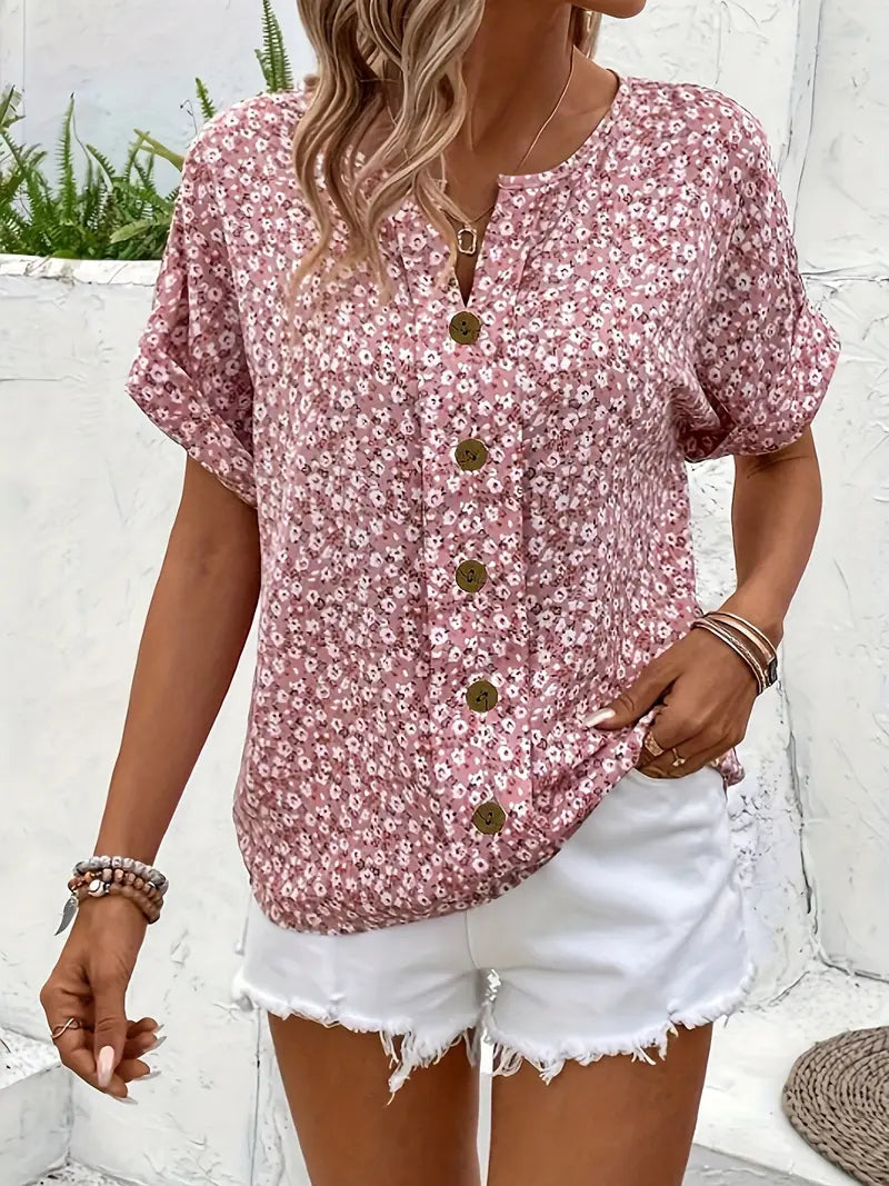 Aubrey - Stylish Buttons Summer Top