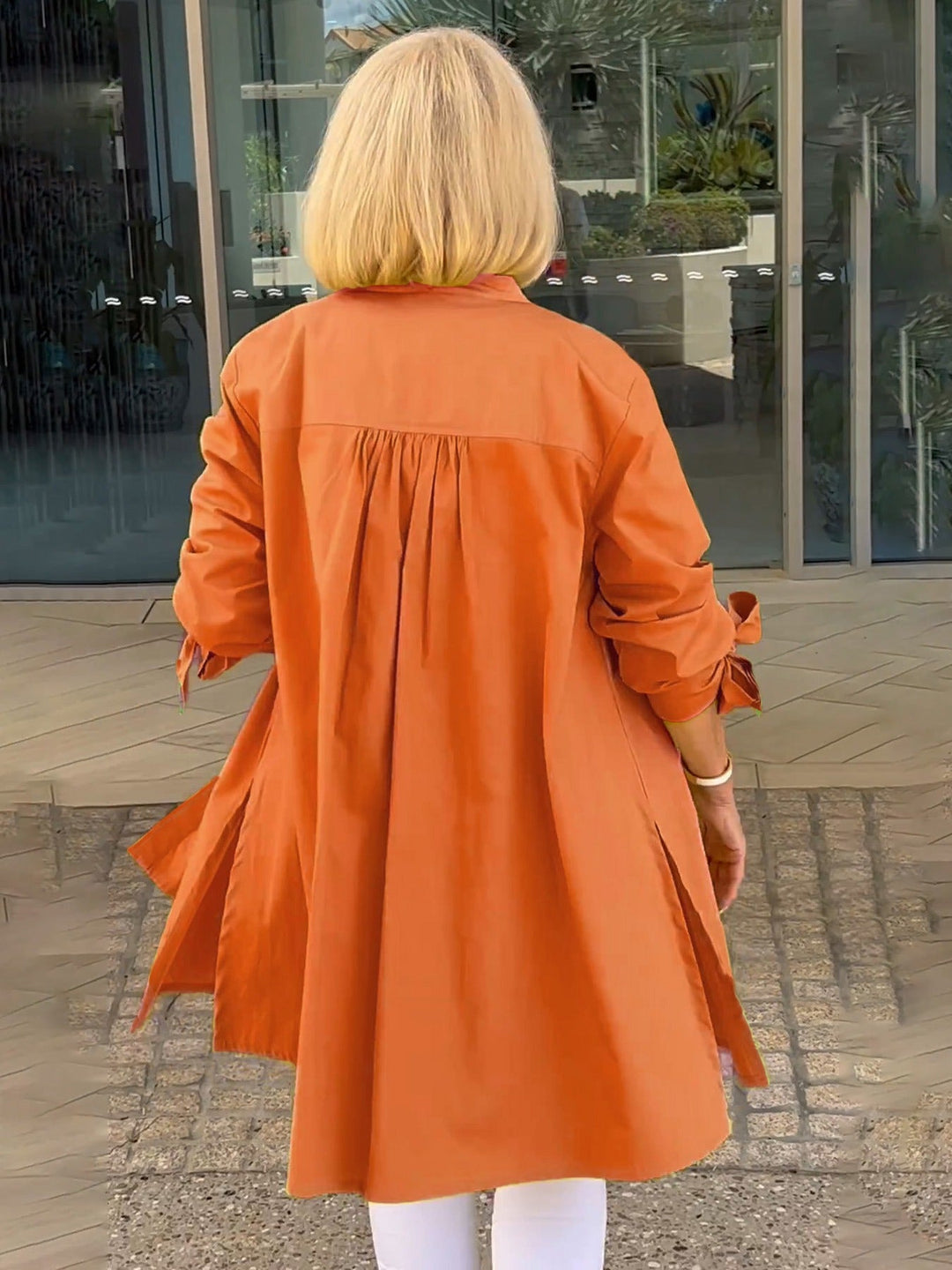 Mia™ - Long Buttoned Cotton Shirt Jacket