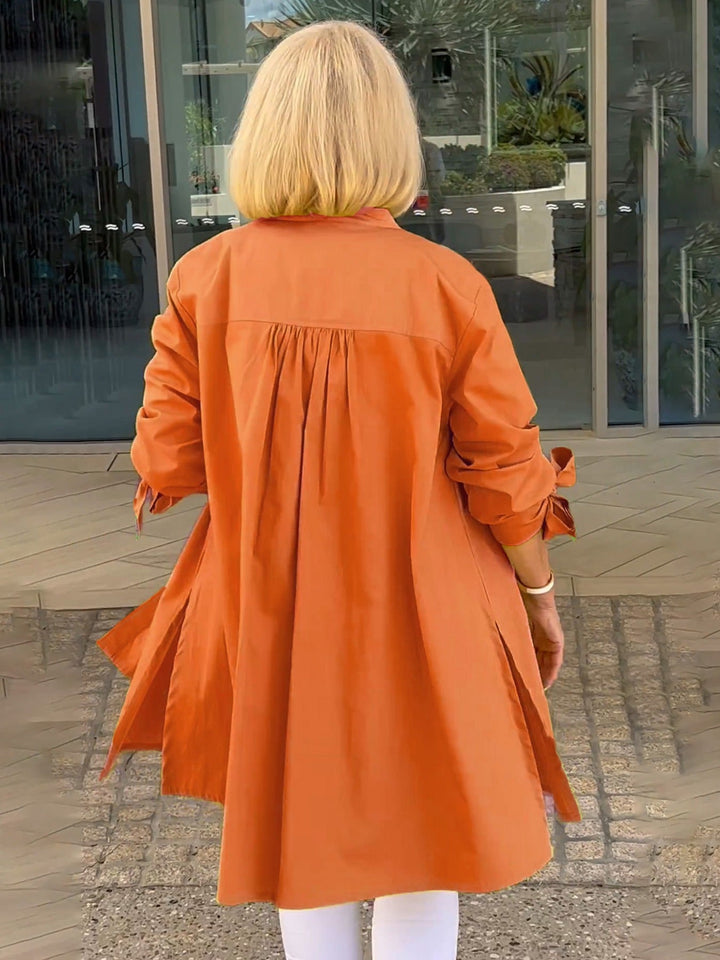 Mia™ - Long Buttoned Cotton Shirt Jacket