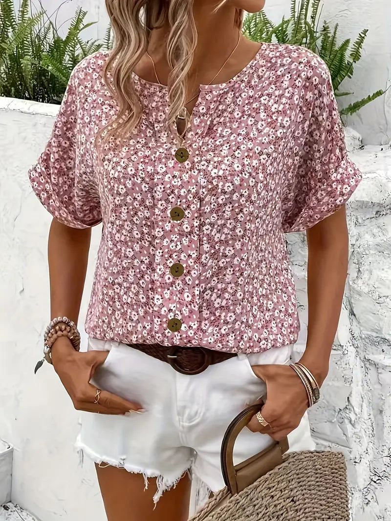 Aubrey - Stylish Buttons Summer Top