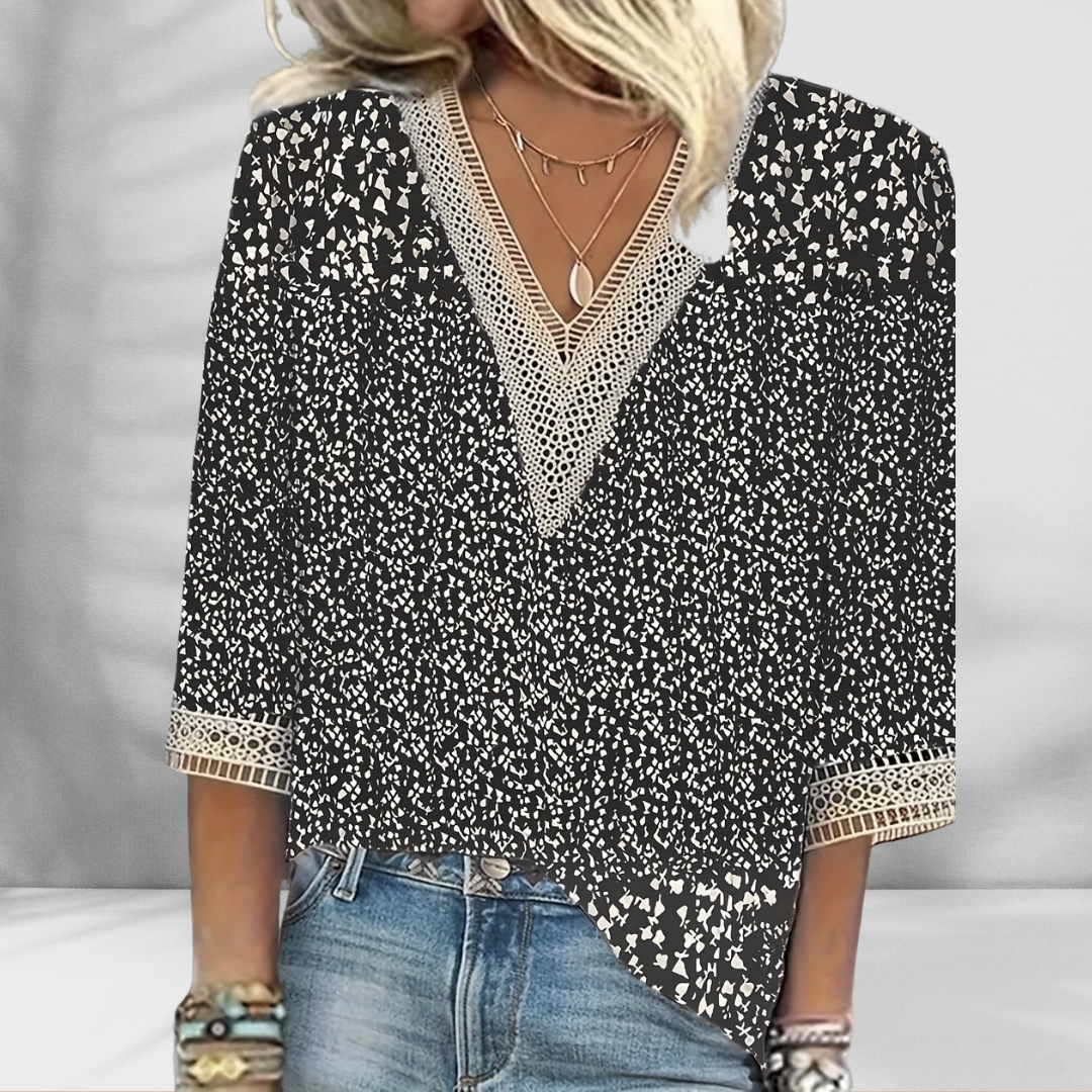 Elise - Boho Blouse With Floral Patterns