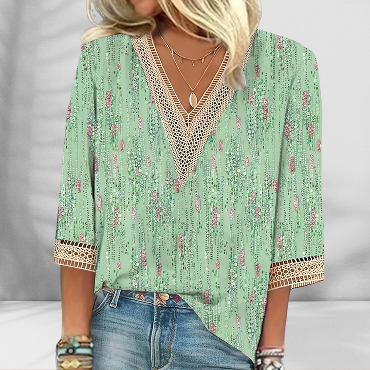 Elise - Boho Blouse With Floral Patterns