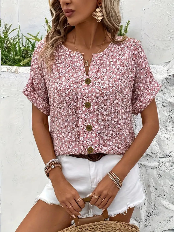 Aubrey - Stylish Buttons Summer Top