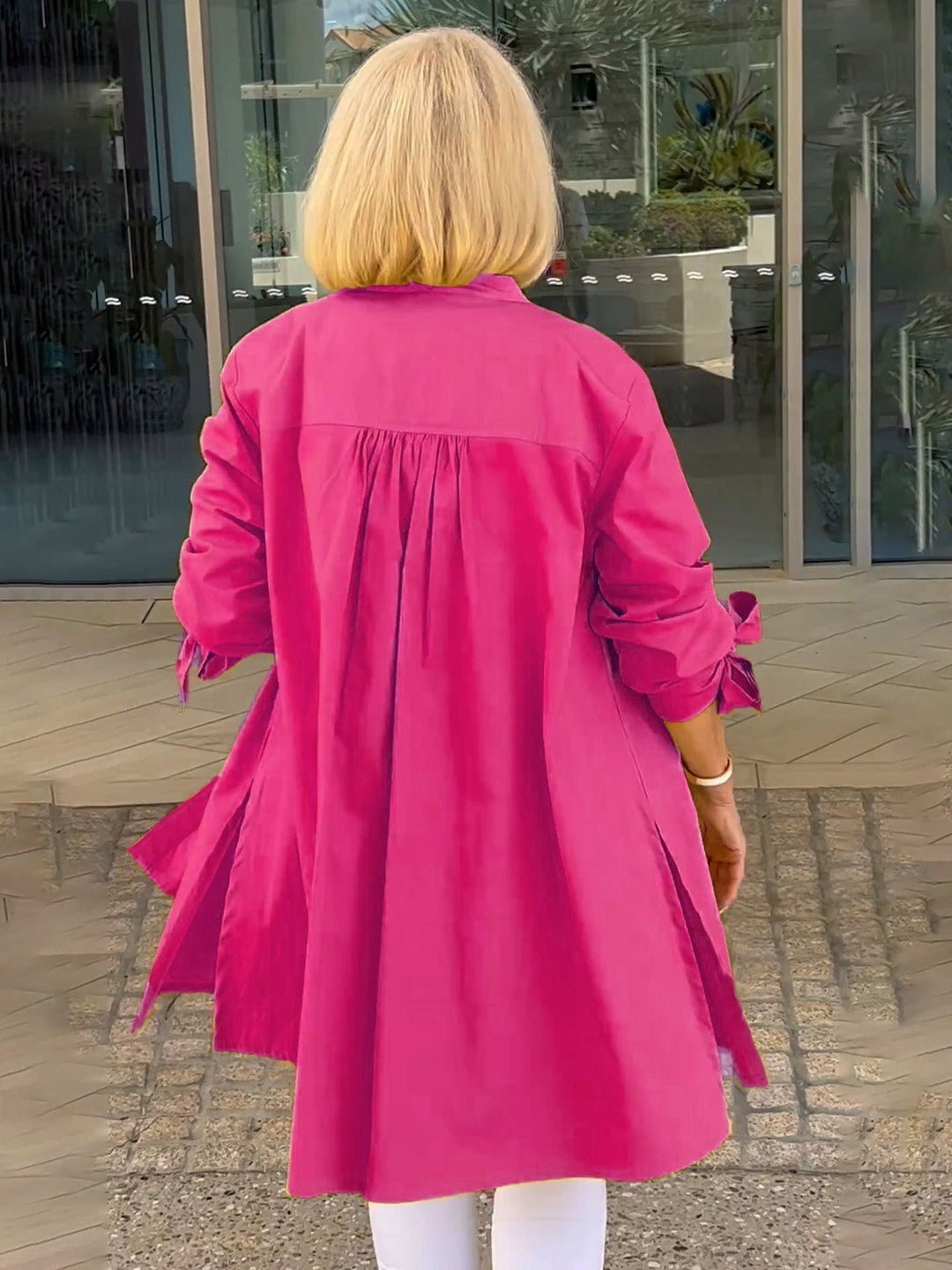 Mia™ - Long Buttoned Cotton Shirt Jacket