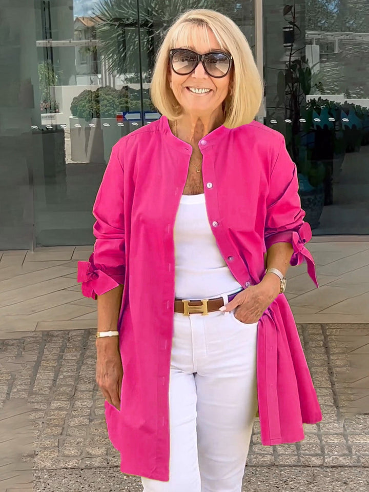 Mia™ - Long Buttoned Cotton Shirt Jacket