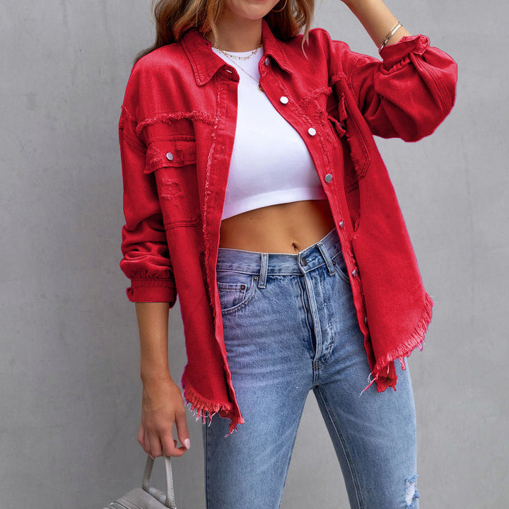 Hannah - Distressed Spring Denim Jacket