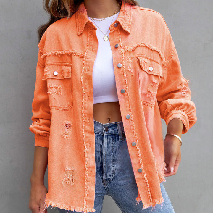 Hannah - Distressed Spring Denim Jacket