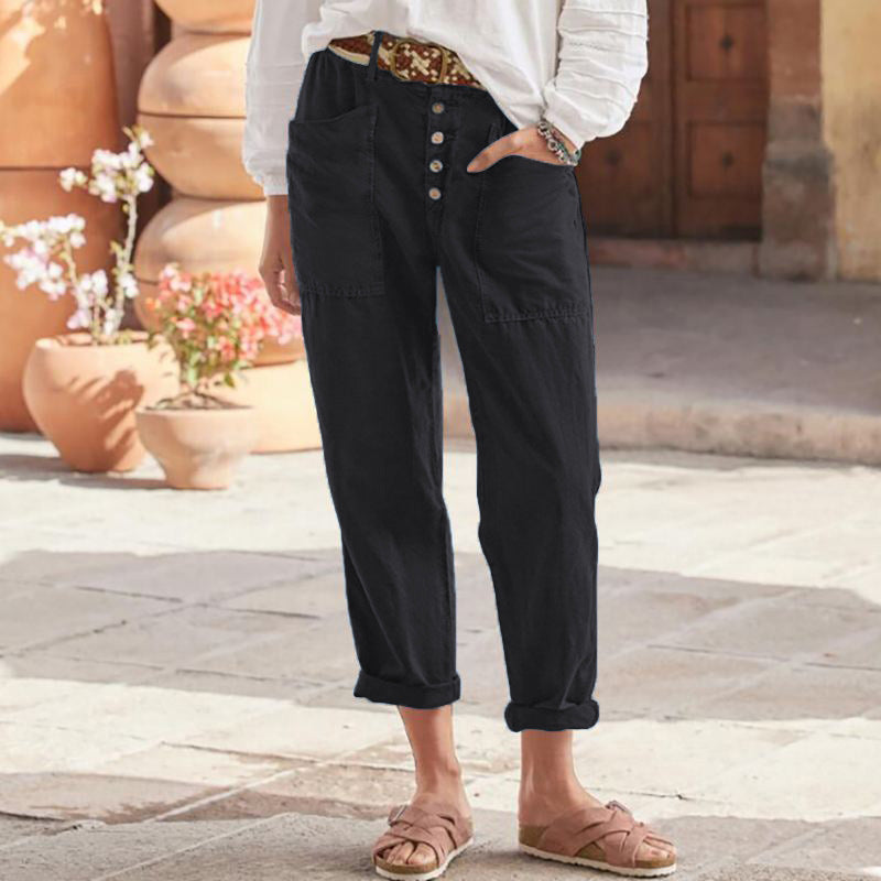 Camille | Relaxed Cotton Pocket Trousers
