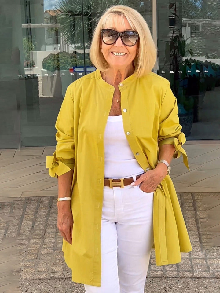 Mia™ - Long Buttoned Cotton Shirt Jacket