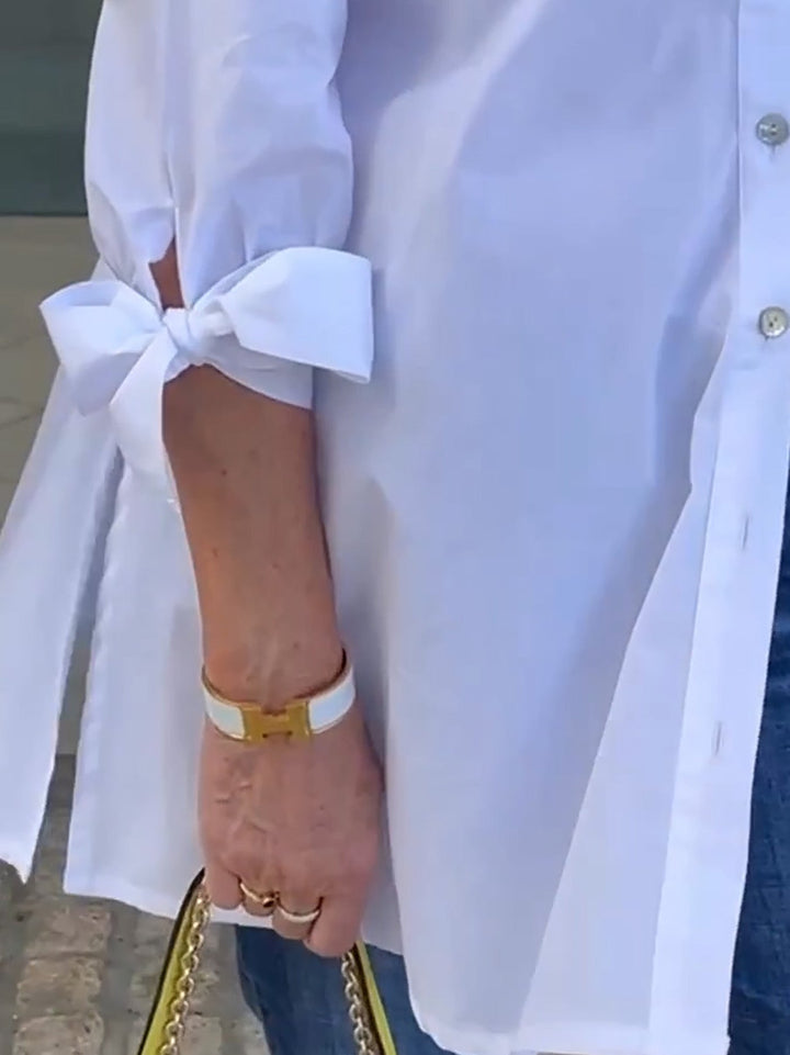 Mia™ - Long Buttoned Cotton Shirt Jacket