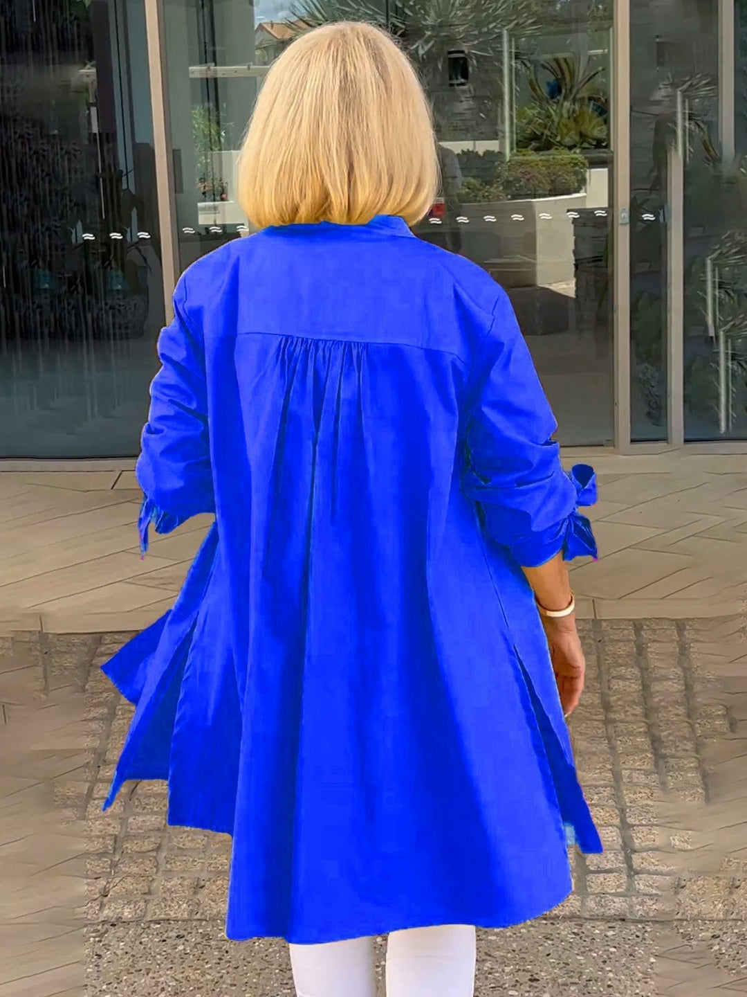 Mia™ - Long Buttoned Cotton Shirt Jacket