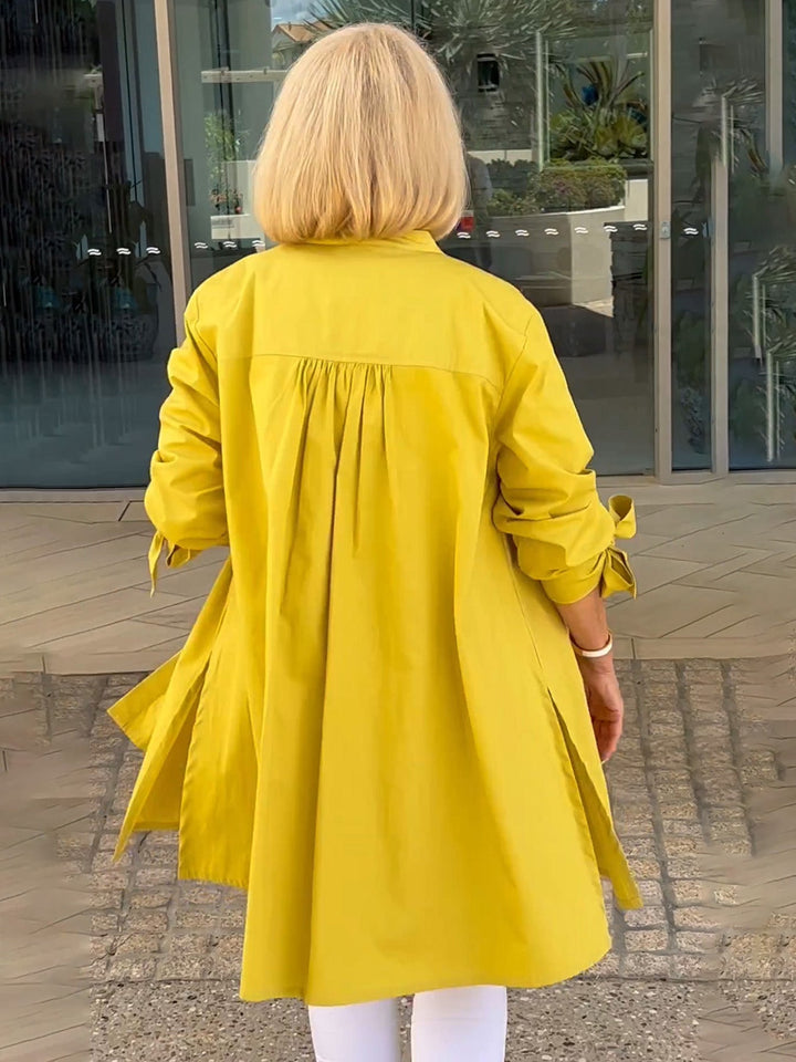 Mia™ - Long Buttoned Cotton Shirt Jacket