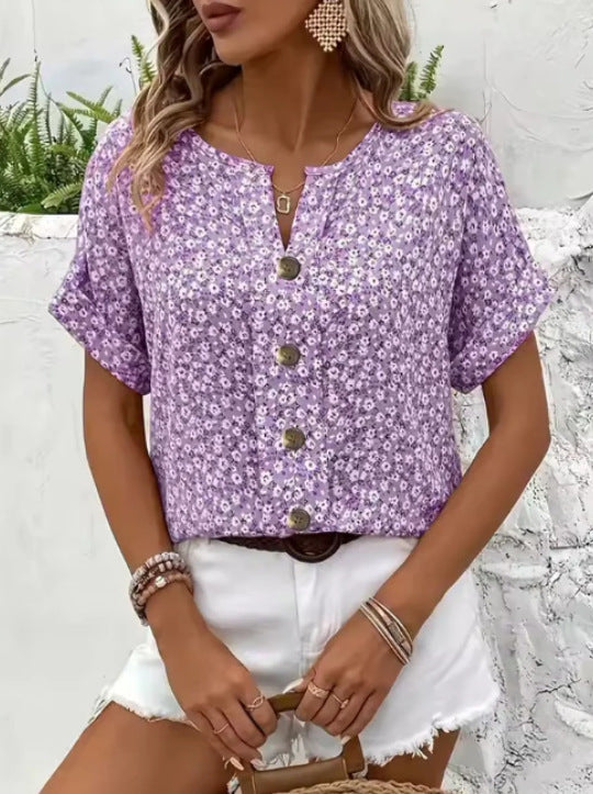 Aubrey - Stylish Buttons Summer Top