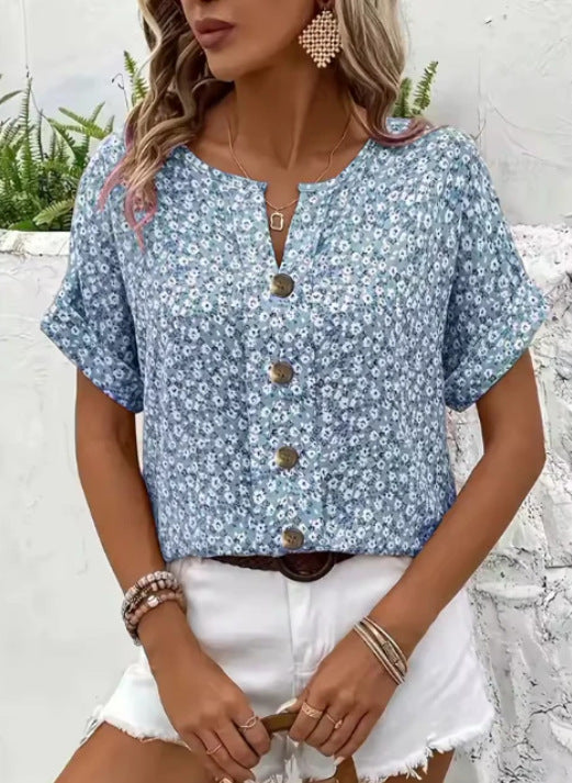 Aubrey - Stylish Buttons Summer Top
