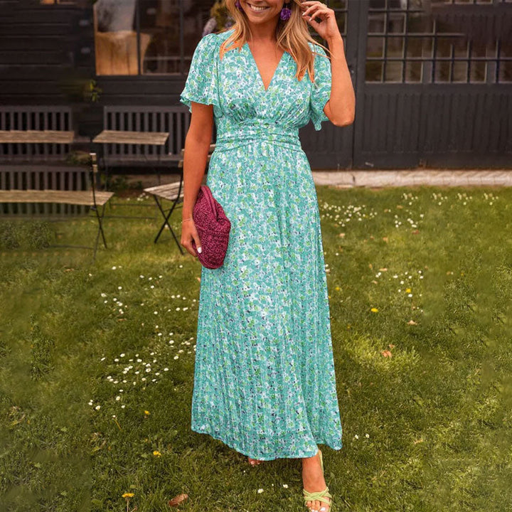 Vivienne | Elegant V-Neck Floral Dress